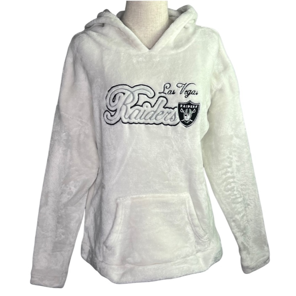 Las Vegas Raiders Women’s Teddy Cream Pull Over Kangaroo Pockets Hoodie Large - Picture 7 of 7